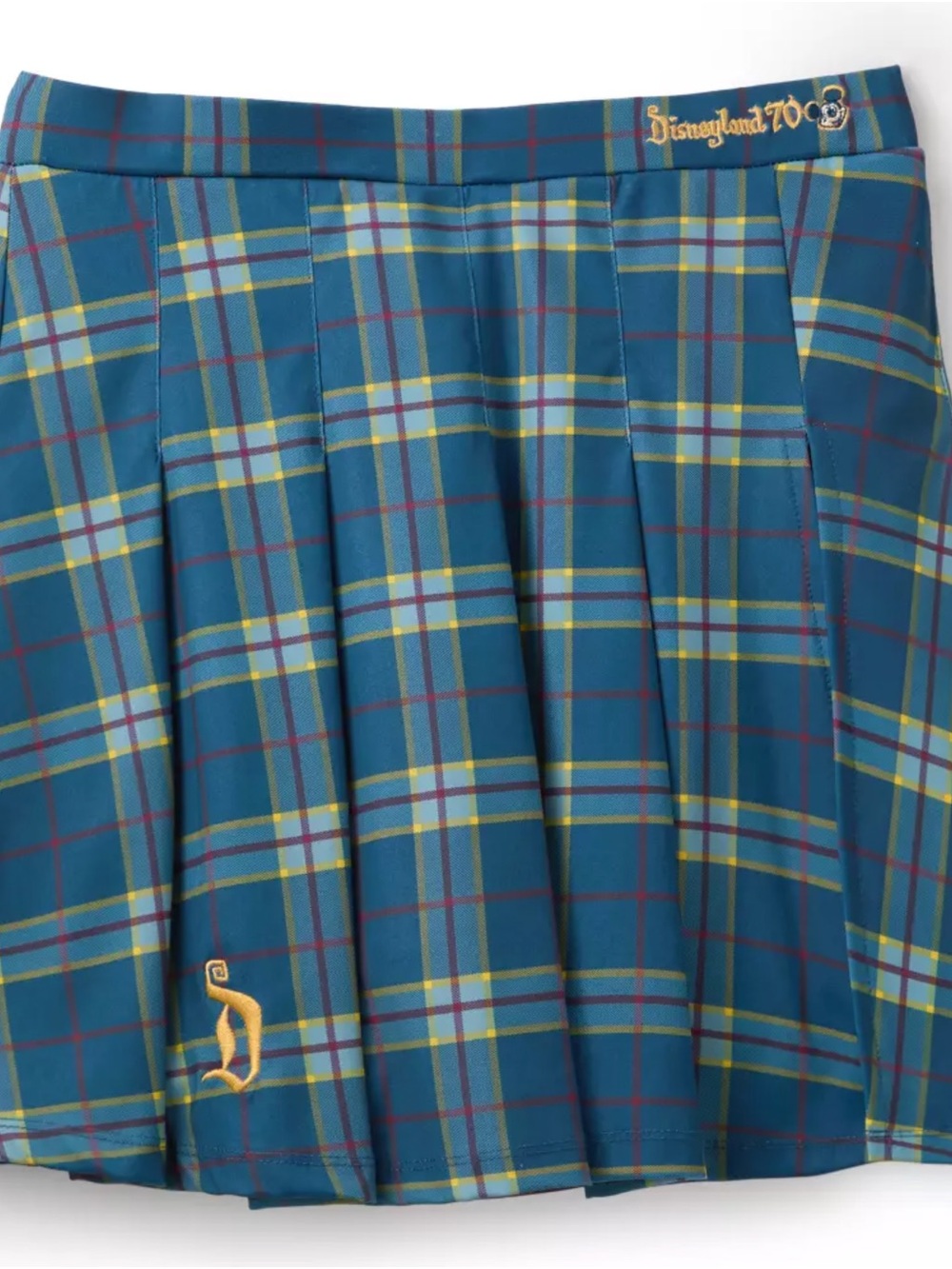 Her Universe Teal Plaid Pleated Mini Skirt Disneyland 70th